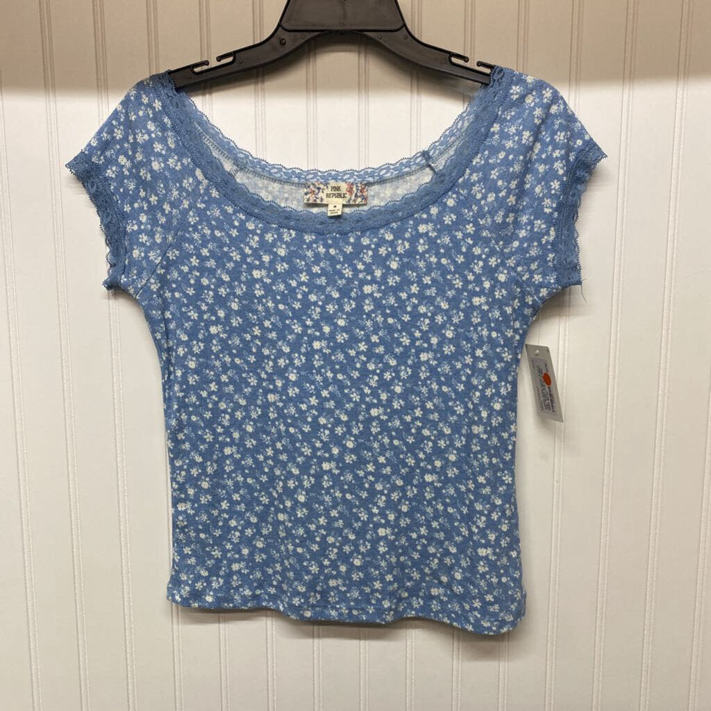 *SHORT SLEEVE FLORAL PRINT WITH LACE