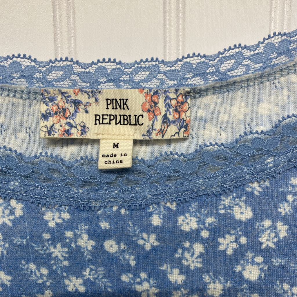 *SHORT SLEEVE FLORAL PRINT WITH LACE