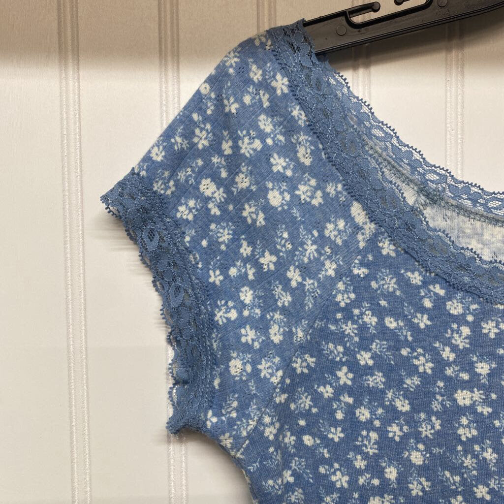*SHORT SLEEVE FLORAL PRINT WITH LACE