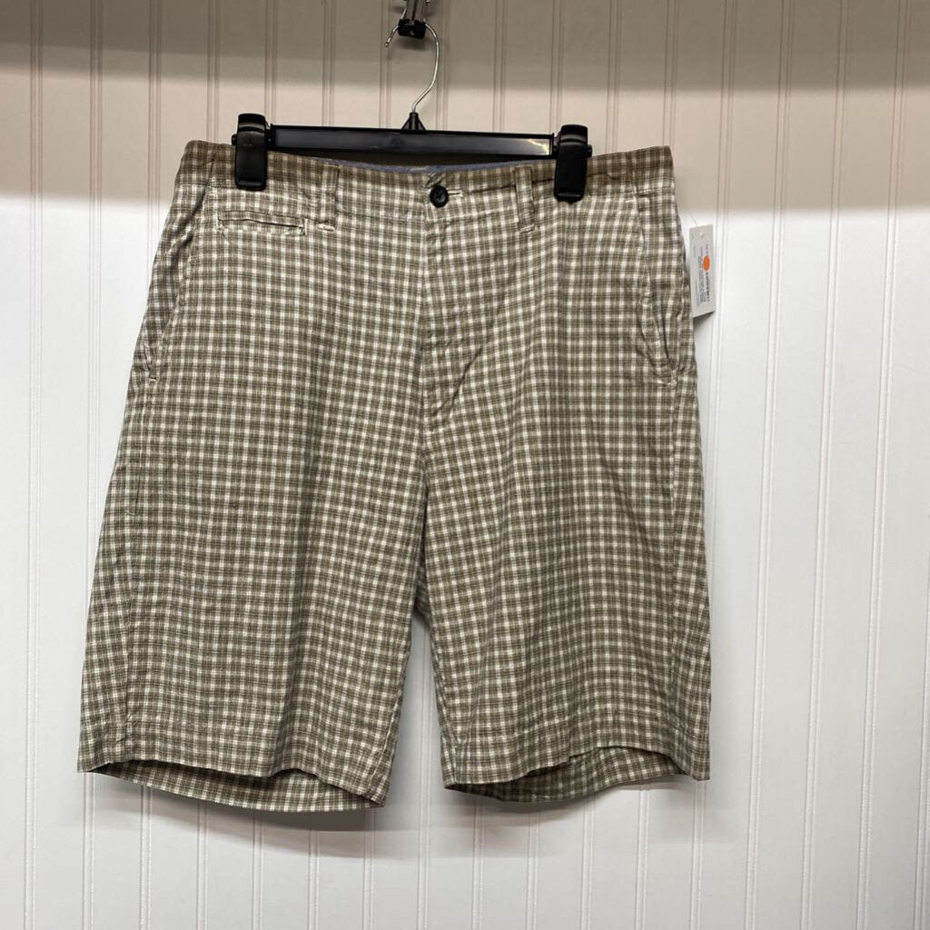 *MENS PLAID KHAKI DRESS SHORTS