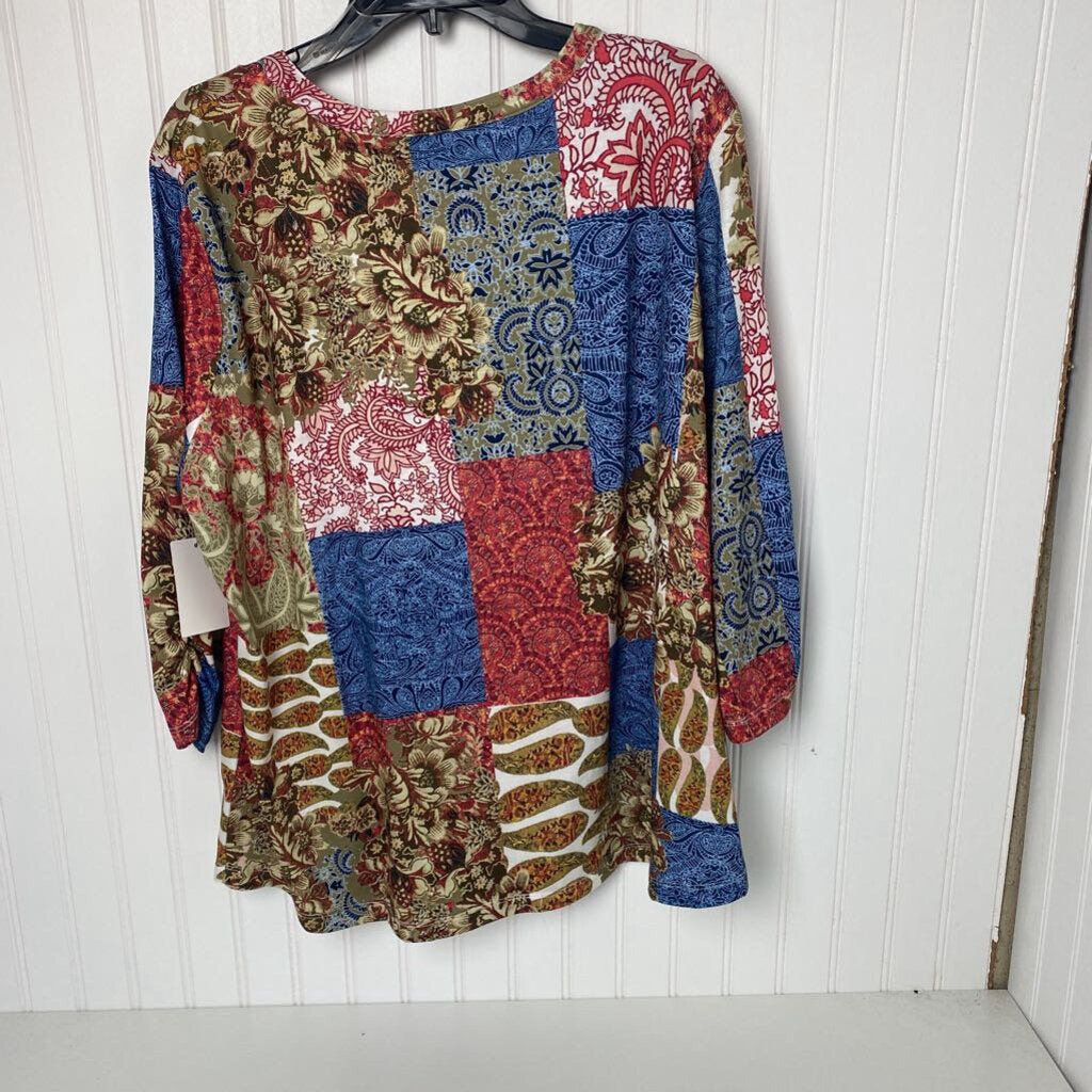 GATHERED SLEEVED V NECK