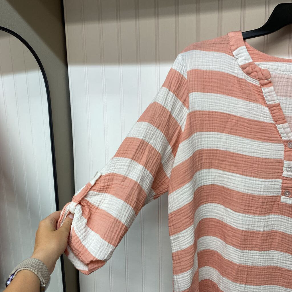 STRIPPED LONG SLEEVE DRESS TOP