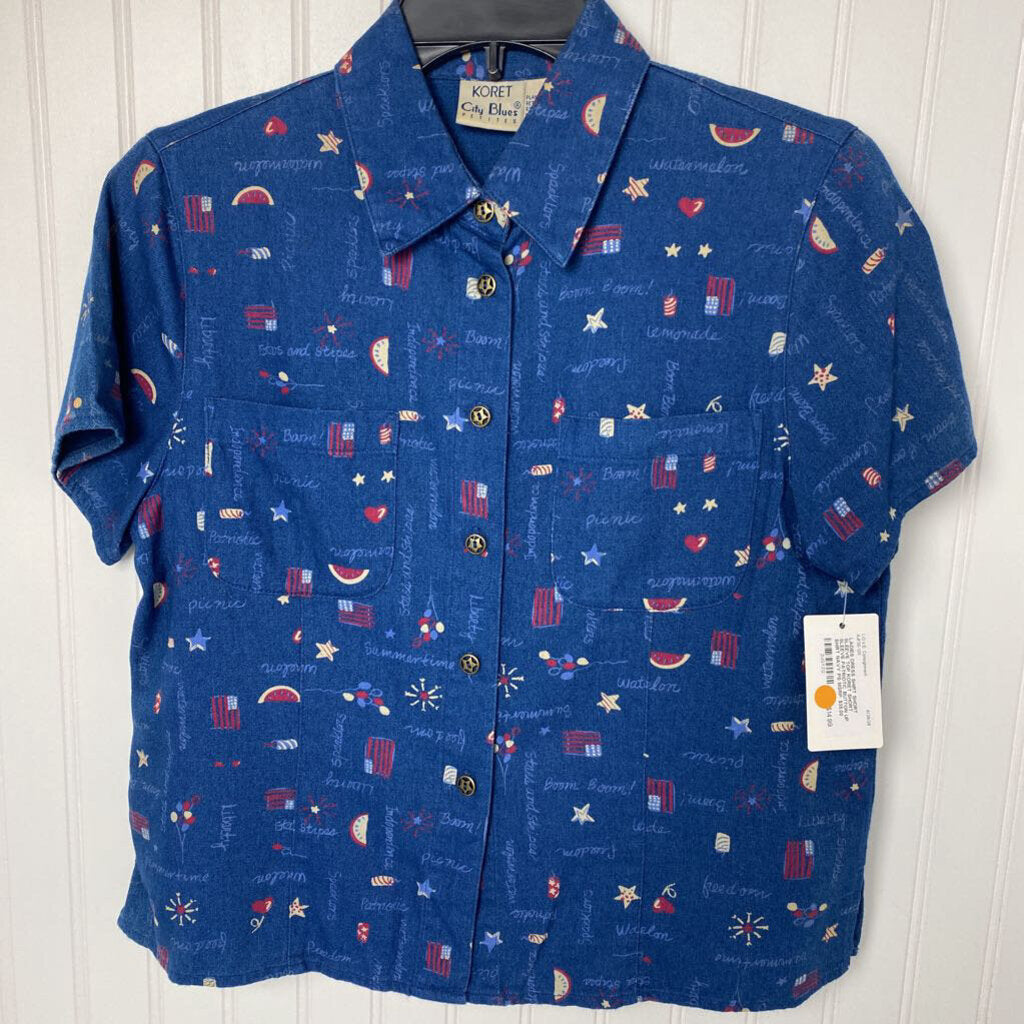 SHORT SLEEVE PATRIOTIC BUTTON UP SHIRT
