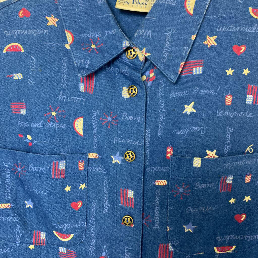 SHORT SLEEVE PATRIOTIC BUTTON UP SHIRT