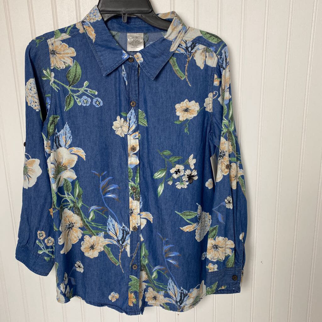 FLOWERED DENIM TOP