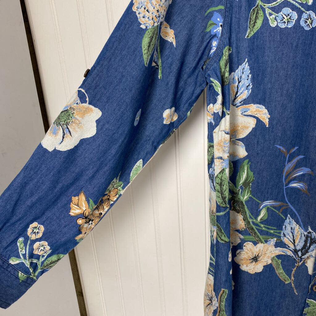 FLOWERED DENIM TOP
