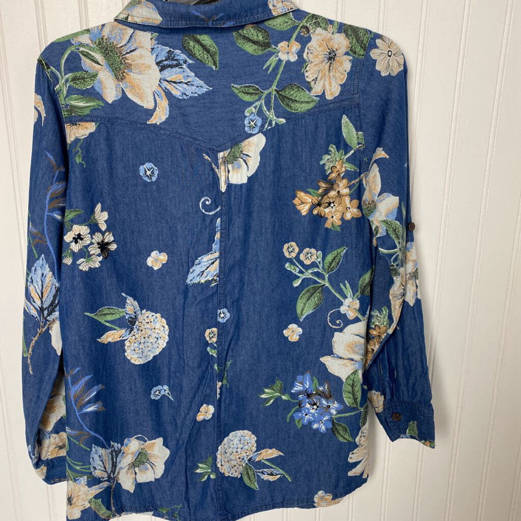 FLOWERED DENIM TOP