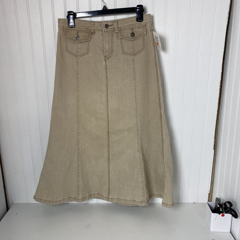 LONG FLARED DENIM SKIRT