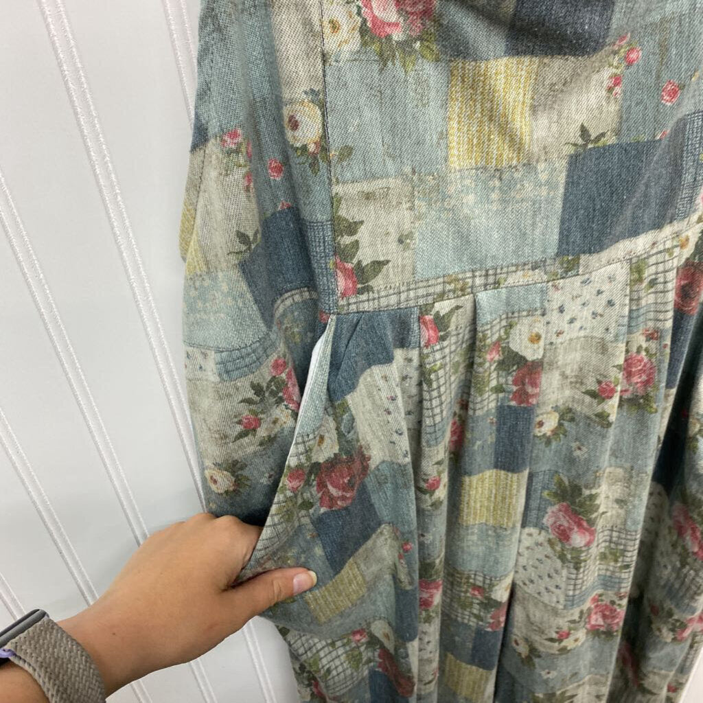 LADIES PATCHWORK LOOK OVERALLS