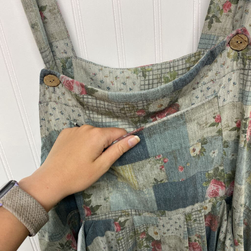 LADIES PATCHWORK LOOK OVERALLS