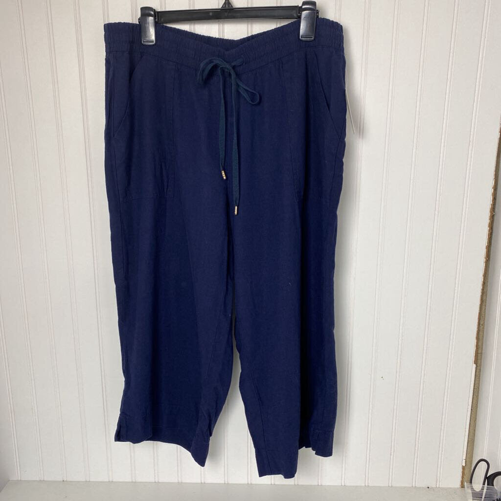 DRAWSTRING LINEN CAPRIS