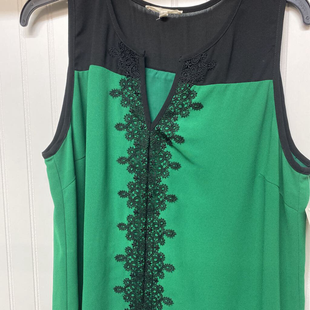 *SLEEVELESS LACE ACCENT WITH GREEN/BLACK
