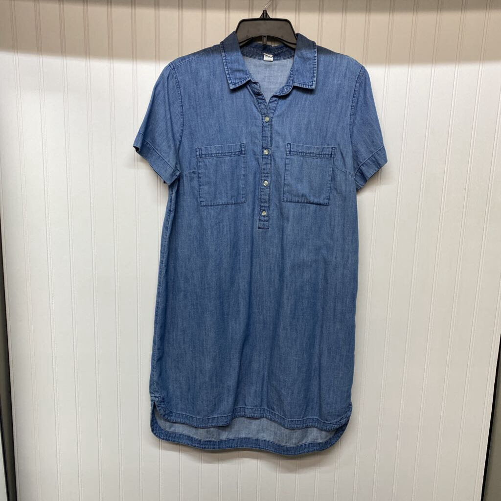 SHORT SLEEVE SHORT DENIM DRESS
