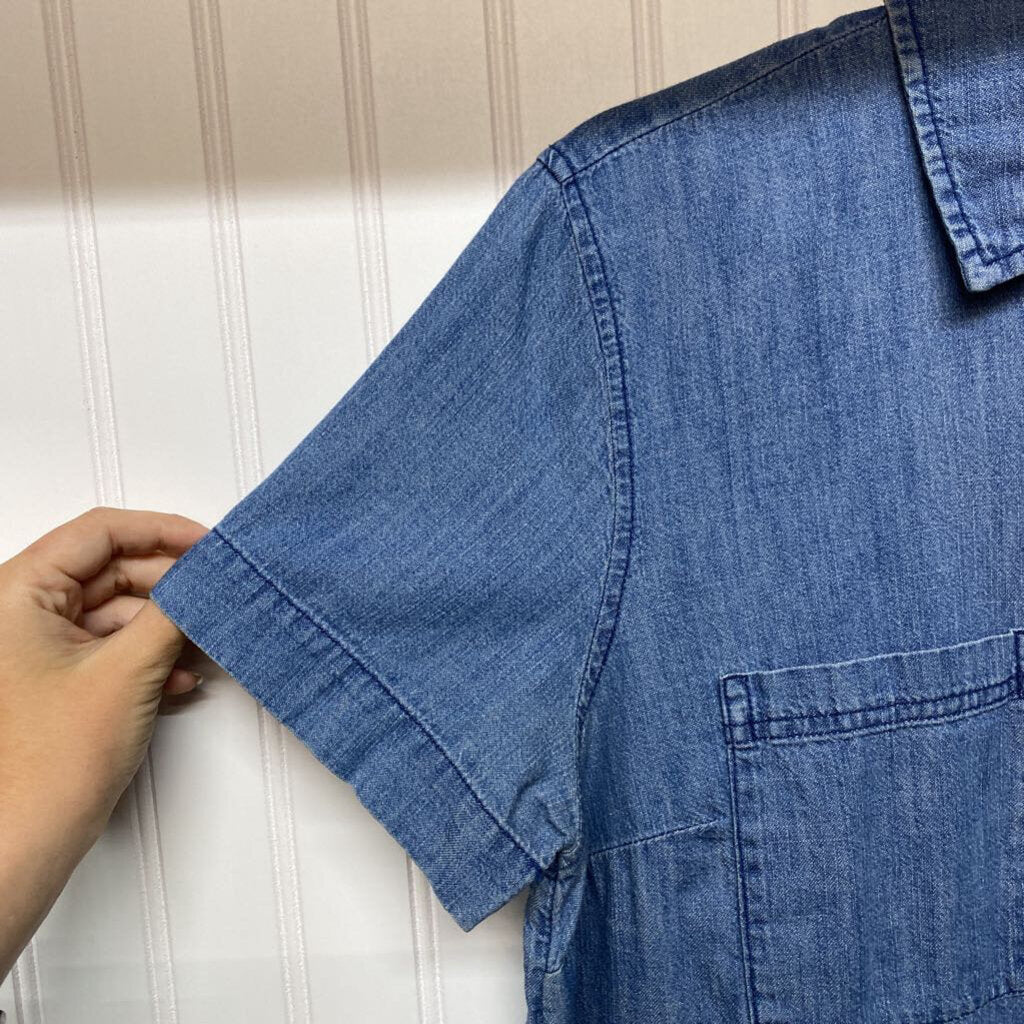 SHORT SLEEVE SHORT DENIM DRESS