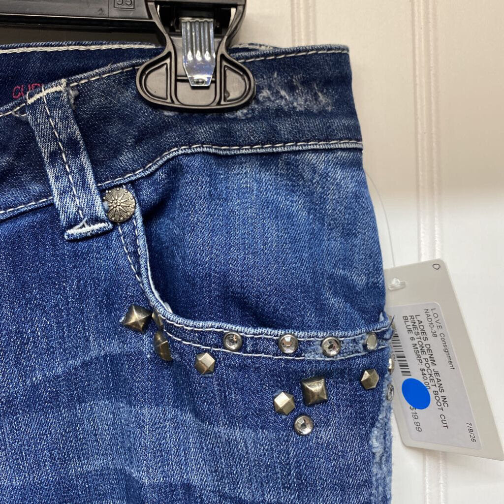 RINESTONE POCKET BOOT CUT