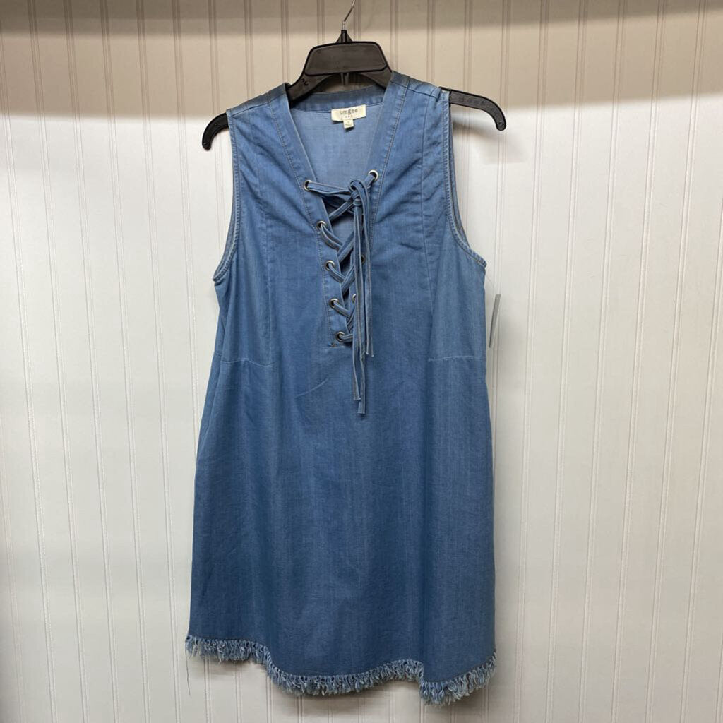 L;ACE UP DENIM DRESS