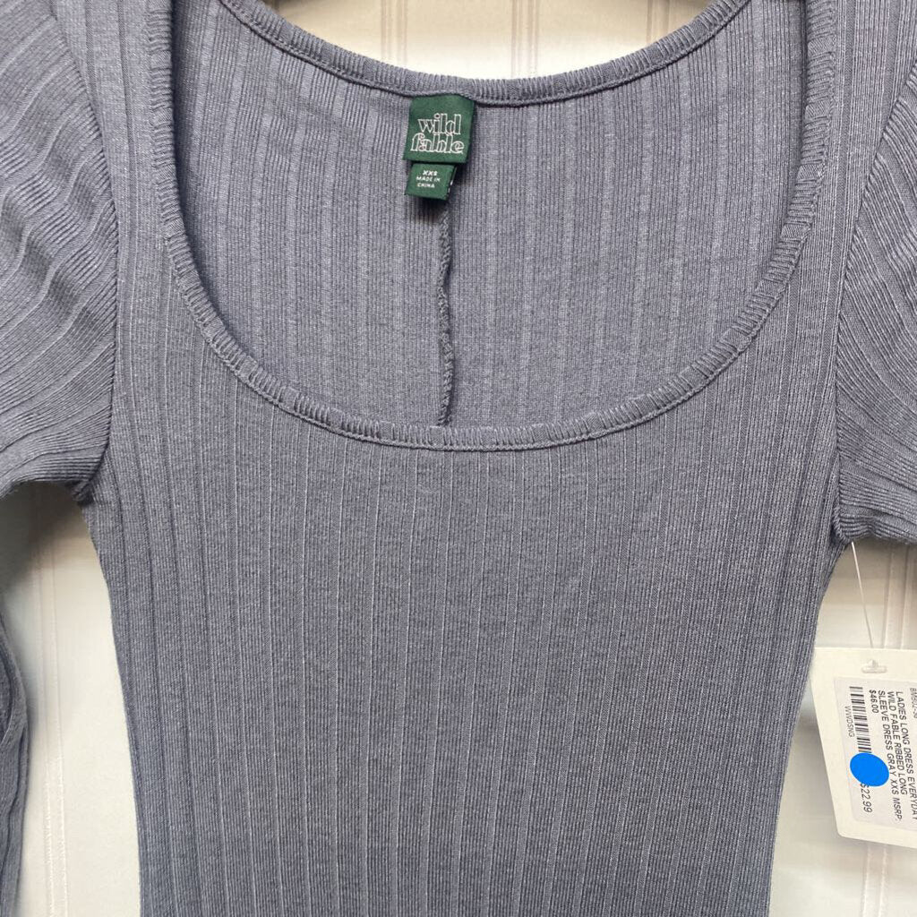 RIBBED LONG SLEEVE DRESS