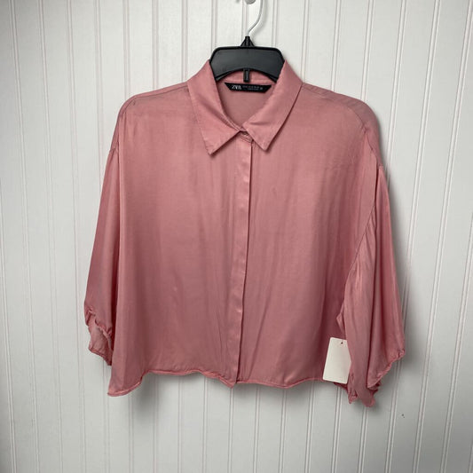 PINK CROP DRESS SHIRT