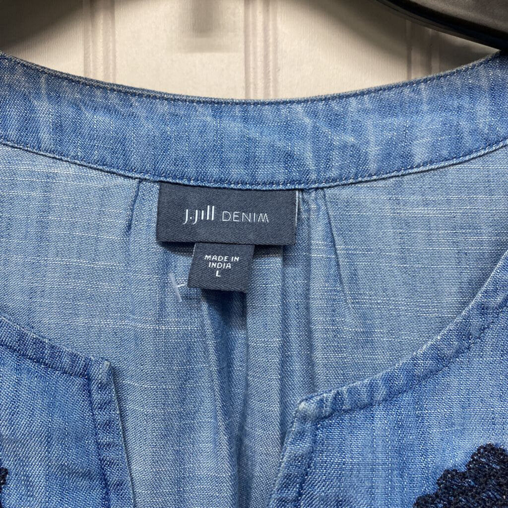 EMBROIDERED DENIM DRESS