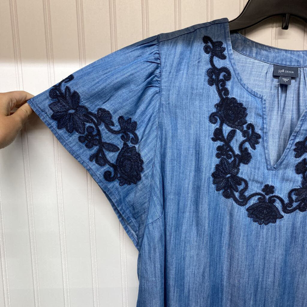 EMBROIDERED DENIM DRESS