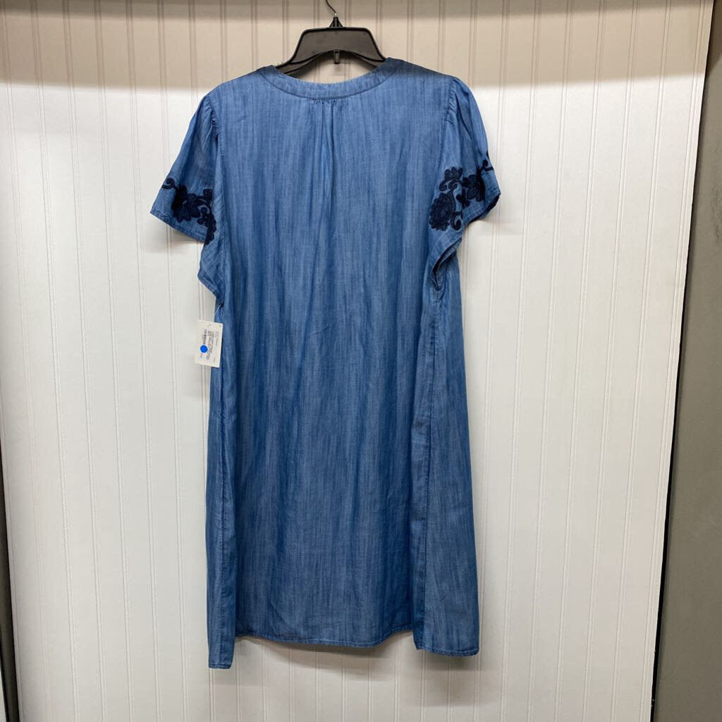 EMBROIDERED DENIM DRESS