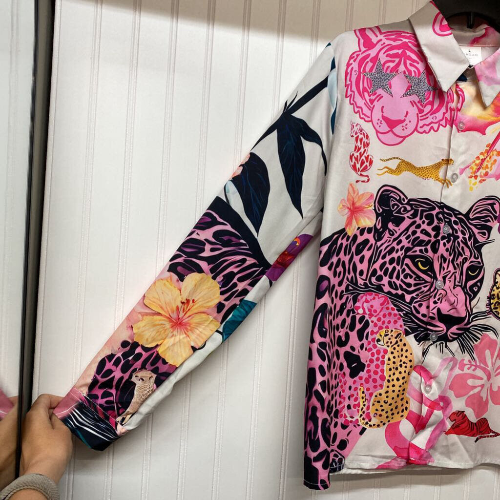 TROPICAL CHEETA BUTTON DOWN