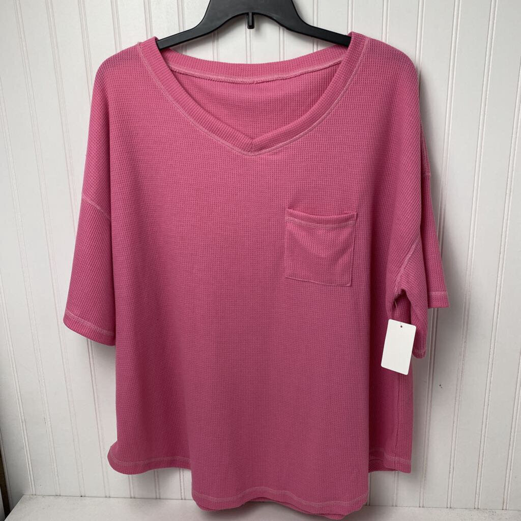 SHORT SLEEVE WAFFLE WEAVE TOP