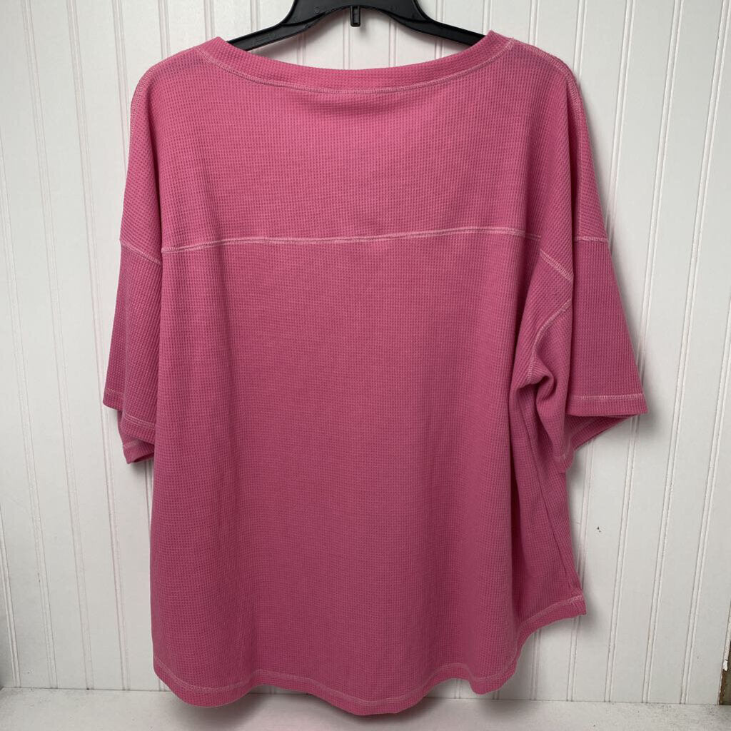 SHORT SLEEVE WAFFLE WEAVE TOP