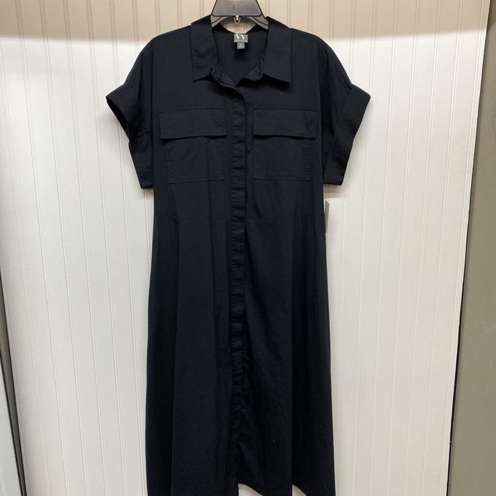 SHORT SLEEVE BUTTON DOWN LONG DRESS