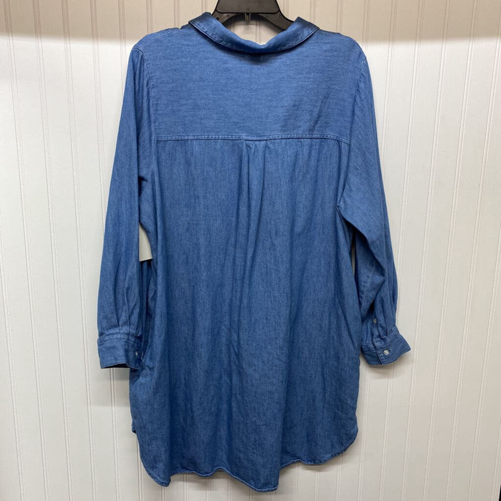 LONG SLEEVE SHORT DENIM DRESS