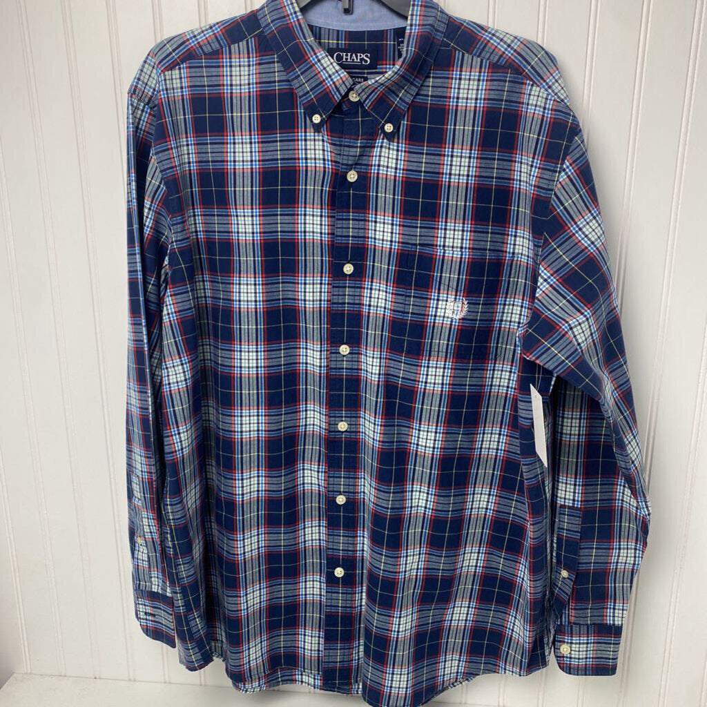 MENS PLAID LONG SLEEVE BUTTON UP
