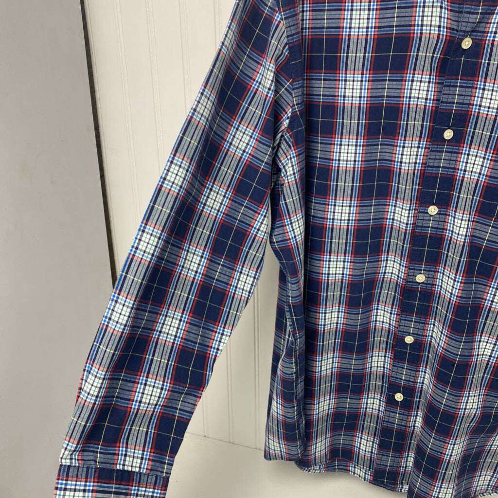 MENS PLAID LONG SLEEVE BUTTON UP