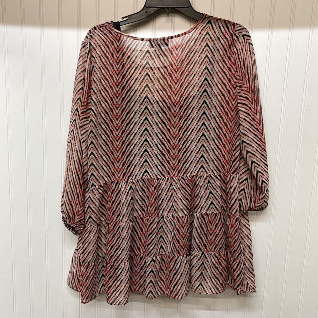 LINED LONG SLEEVE SHEER TOP