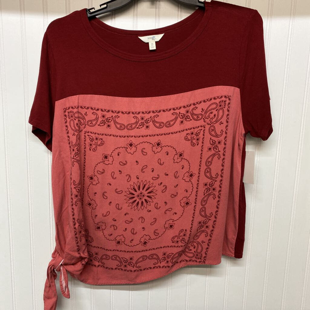 2 TONE SHORT SLEEVED TOP
