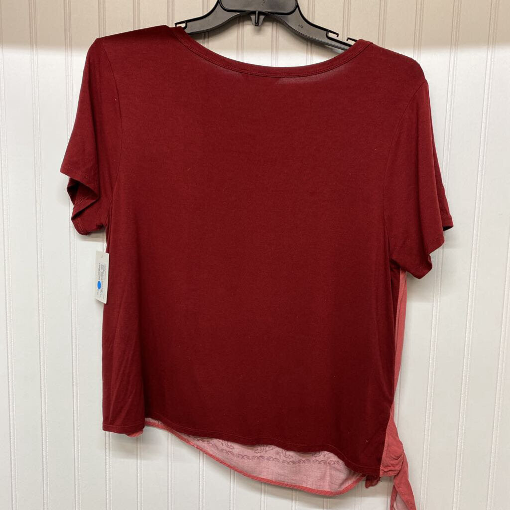 2 TONE SHORT SLEEVED TOP