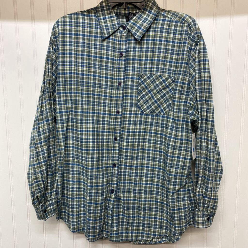 BLUE PLAID DRESS SHIRT