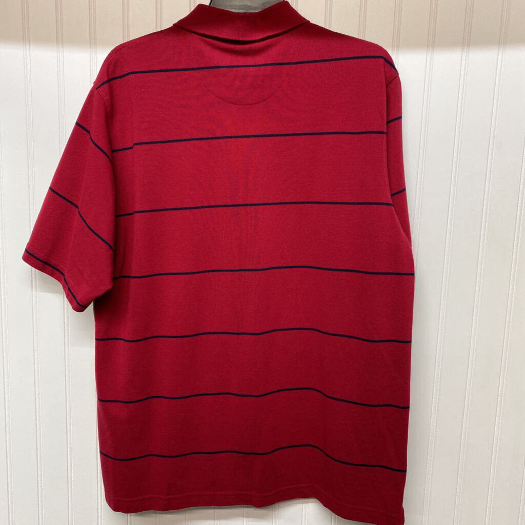 *MENS RED AND BLUE STRIPE POLO SHIRT