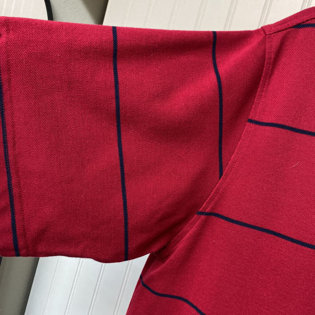 *MENS RED AND BLUE STRIPE POLO SHIRT