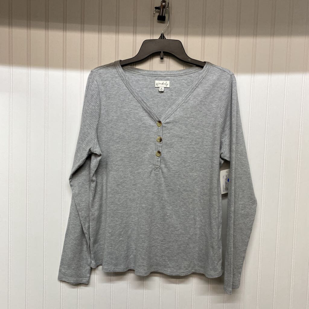 *HENLEY BASIC LONG SLEEVE TOP
