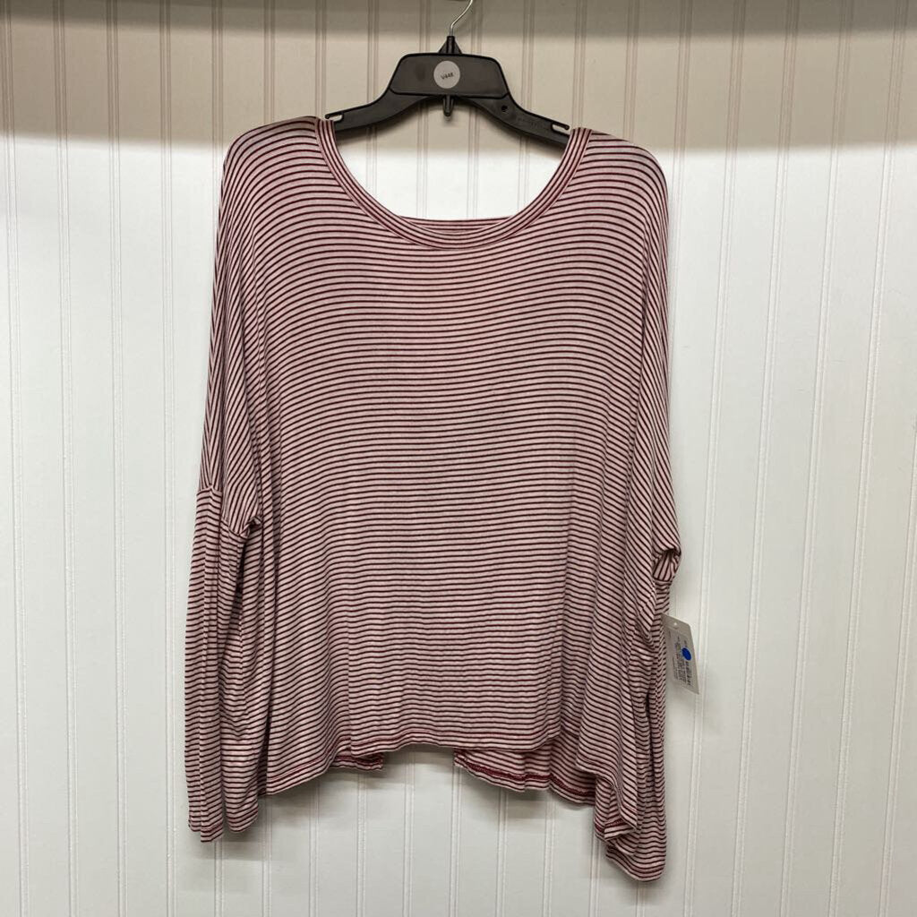 *LONG SLEEVE OPEN BACK STRIPE TOP
