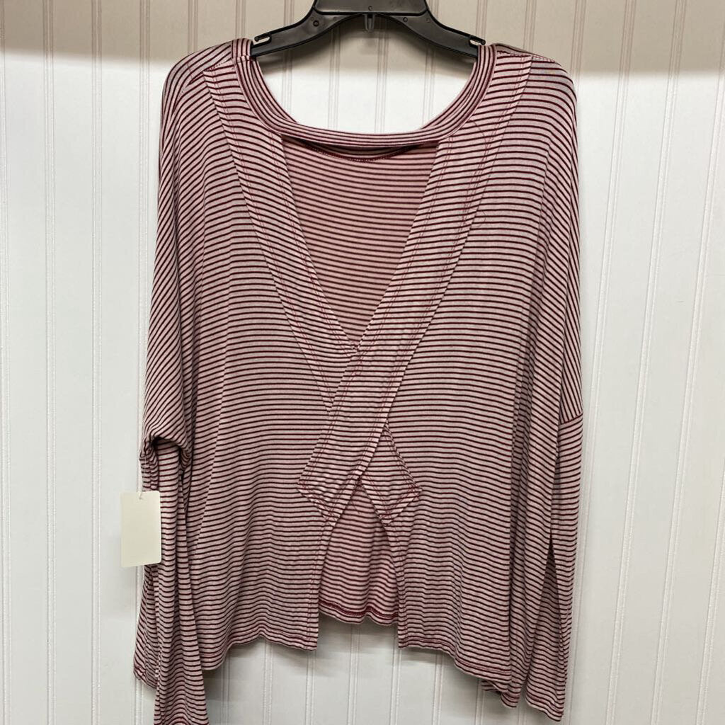 *LONG SLEEVE OPEN BACK STRIPE TOP
