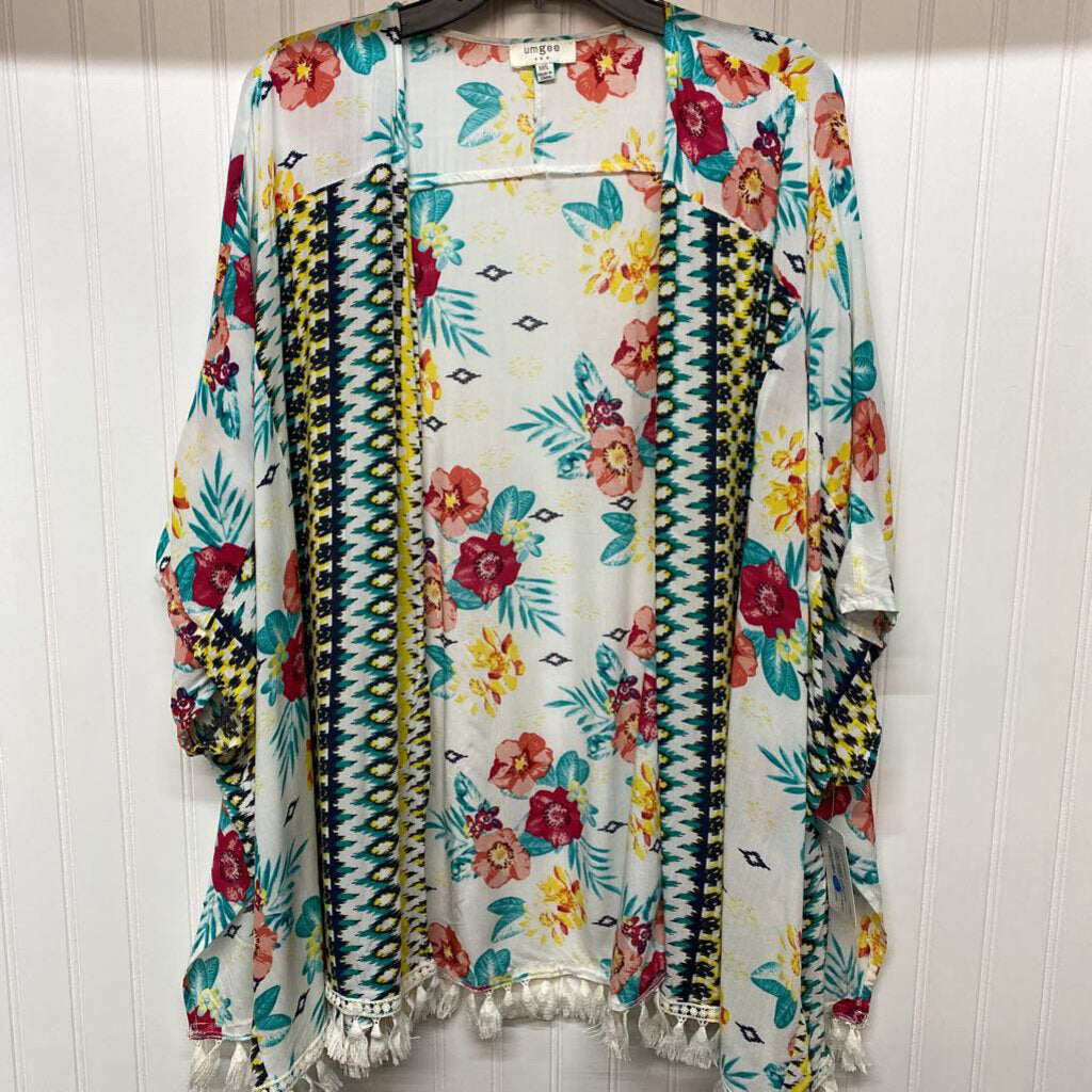 FRINGED FLORAL CARDIGAN