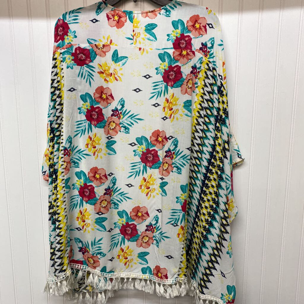 FRINGED FLORAL CARDIGAN