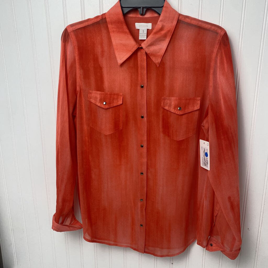 *LONG SLEEVE SHEER BUTTON DOWN