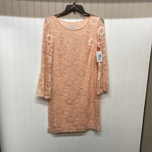 *LONG SLEEVE PEACH LACE SHORT DRESS