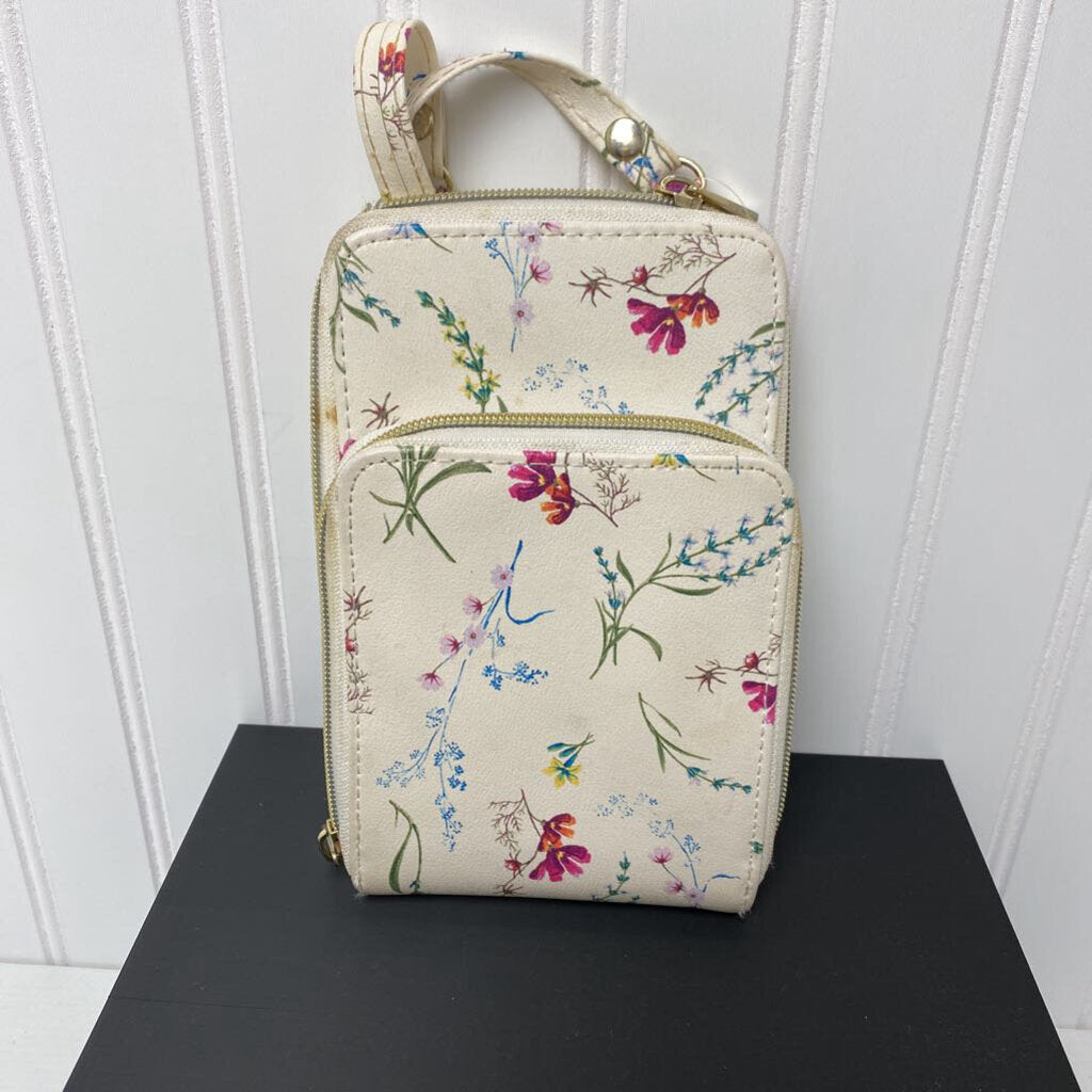 FULL ZIP FLORAL WALLET ON STRAP