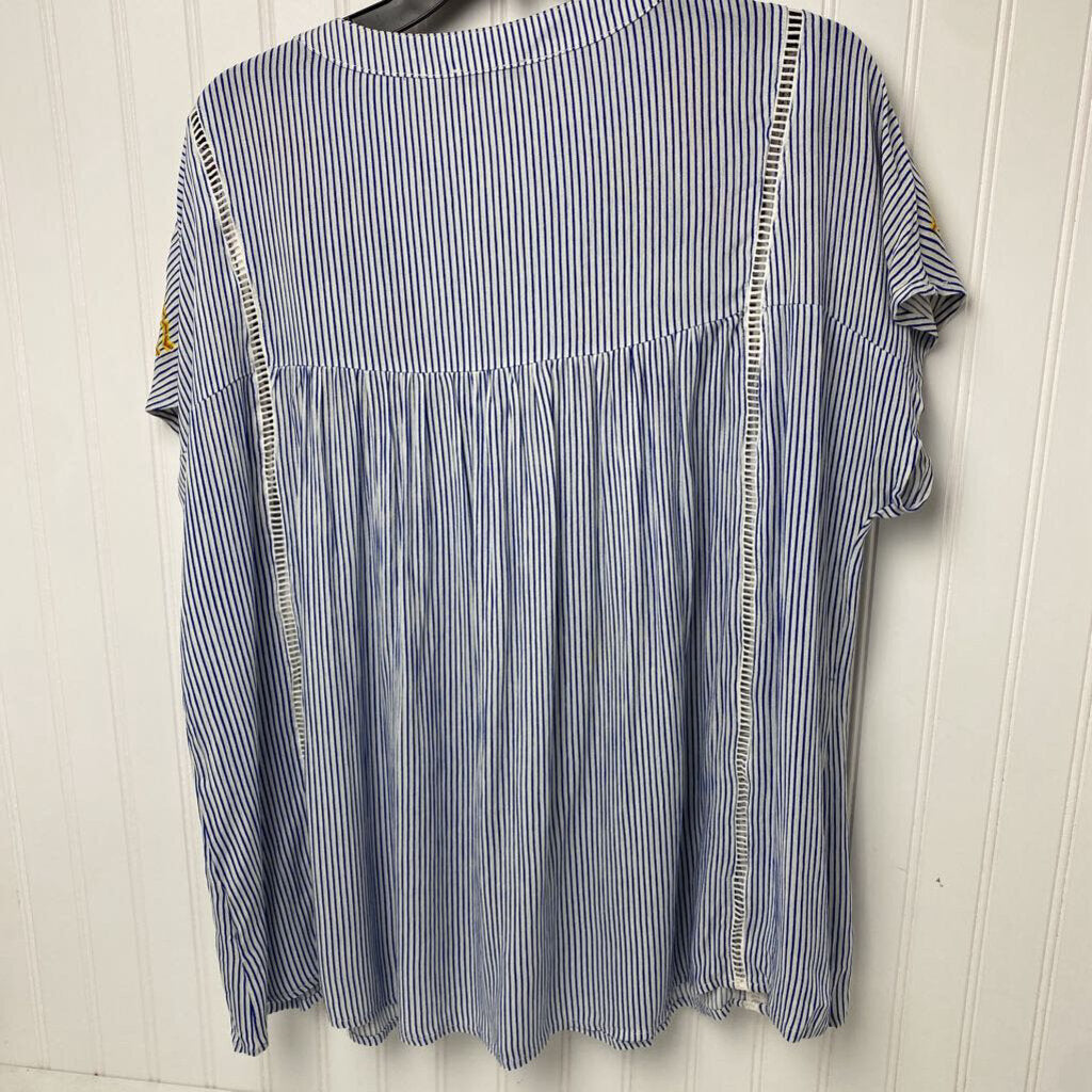 *SHORT SLEEVE STRIPE WITH EMBORDIE