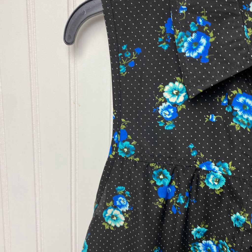 *BUTTON UP COLLAR SLEEVELESS FLORAL