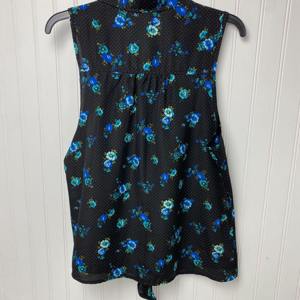 *BUTTON UP COLLAR SLEEVELESS FLORAL