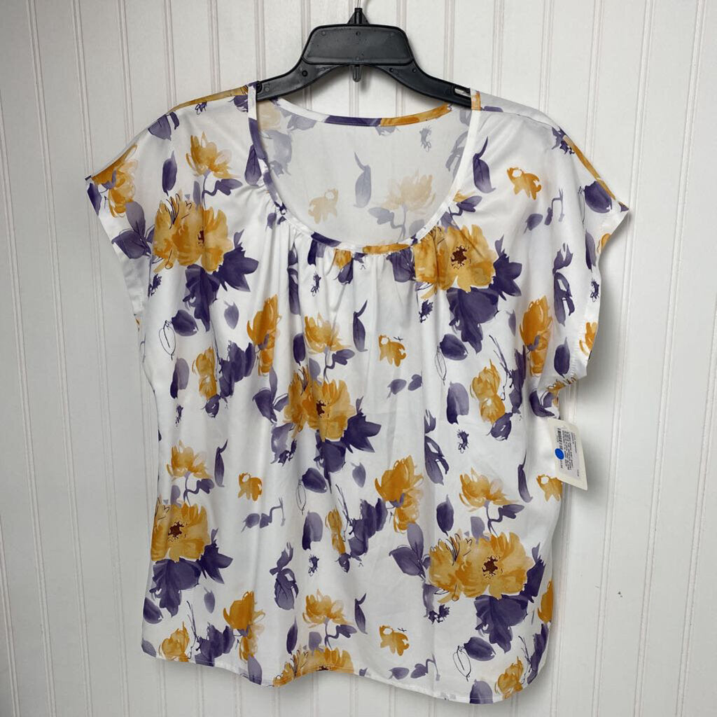 SHORT SLEEVE FLORAL PRINT BLOUSE